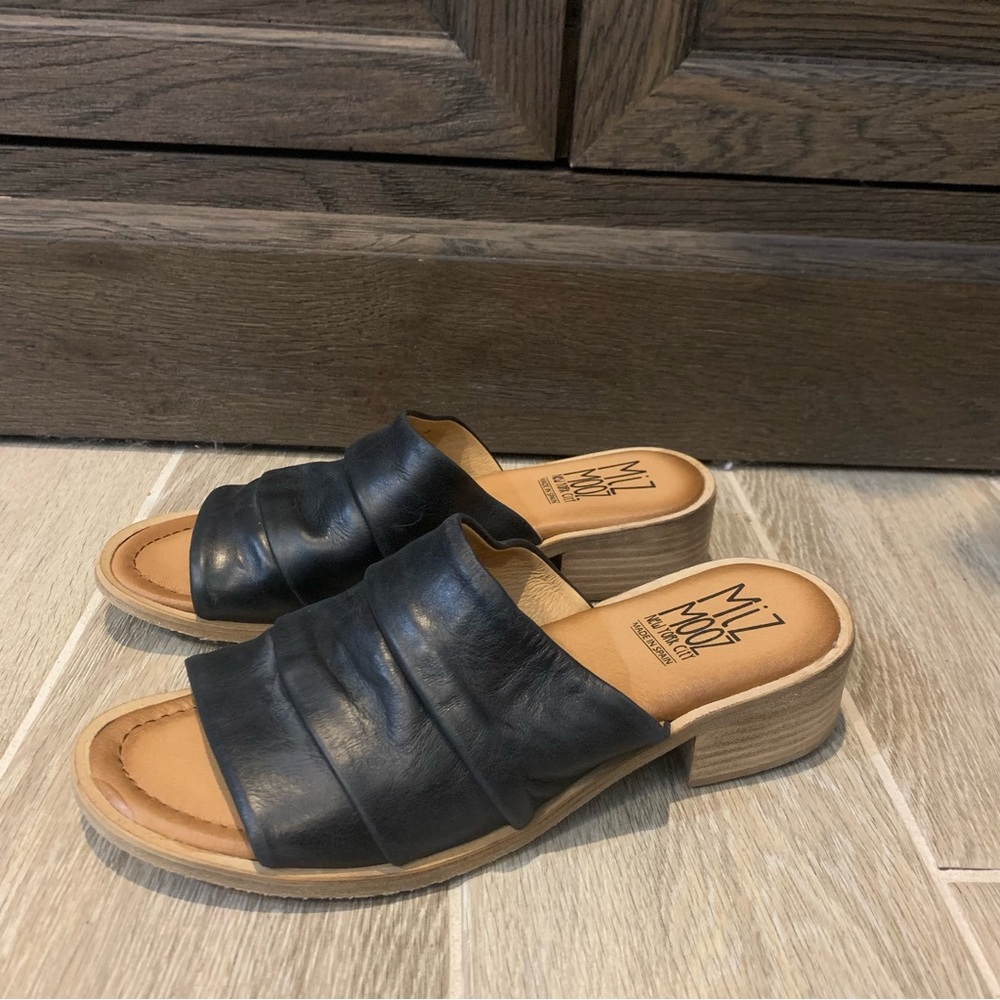 Miz Mooz Black Leather Mules